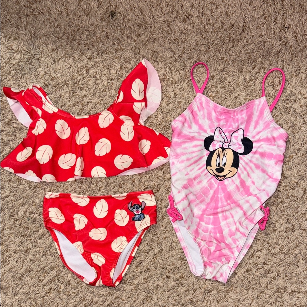 Size 4/4t girls bundle of 2 Disney swimsuits. Minnie Mouse and Stitch.